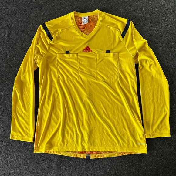 adidas Other - Adidas Mens Yellow Climacool‎ Long Sleeve Soccer Referee Jersey XL Dual Pockets